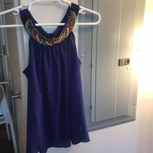 Navy, adorned blouse